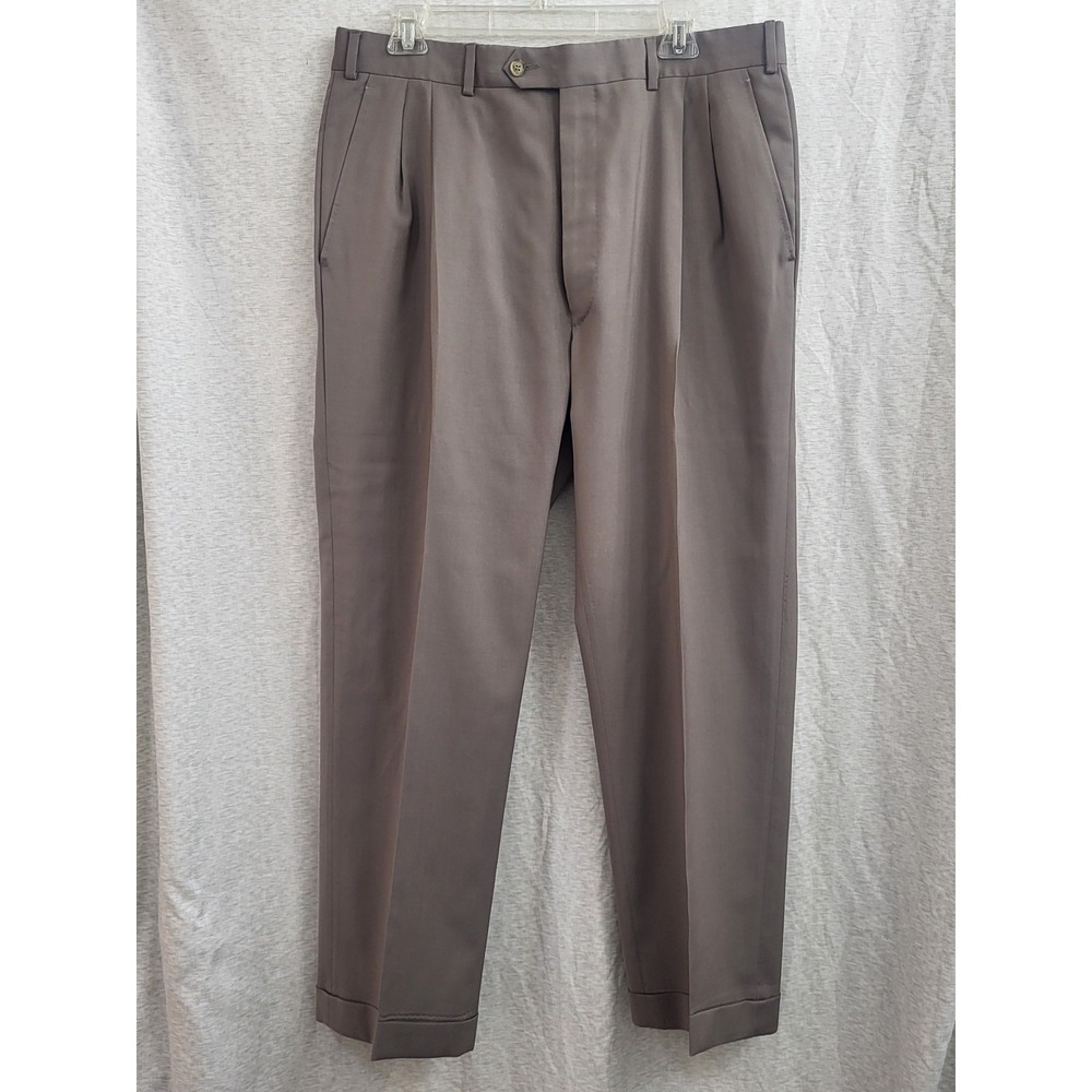 Angelico Lane di Tasmania Men's 100% Tasmanian Wool Dress Pants Brown Size 35